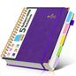 5 Subject Spiral Notebook Journal with Removable Dividers Tabs, 300 Pages Organizer Notebooks for Work School, 8"x10" Hardcover Leather Notebook College Ruled, Large Lined Journal for Women Men,Green