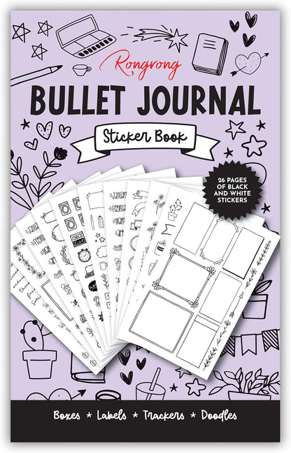Rongrong Bullet Journal Sticker Book for Planners, Calendars, Journals and Projects – Premium Quality Hand Drawn Perfect for Adding Flair to Your Bullet Journal – Scrapbook Accessories – 24 Pages