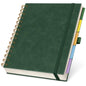 Hardcover Lined Spiral Notebook with Removable Dividers Leather Bound Black