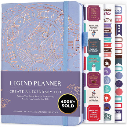 Legend Planner Undated, Weekly & Daily Goal Journal, A5 Black
