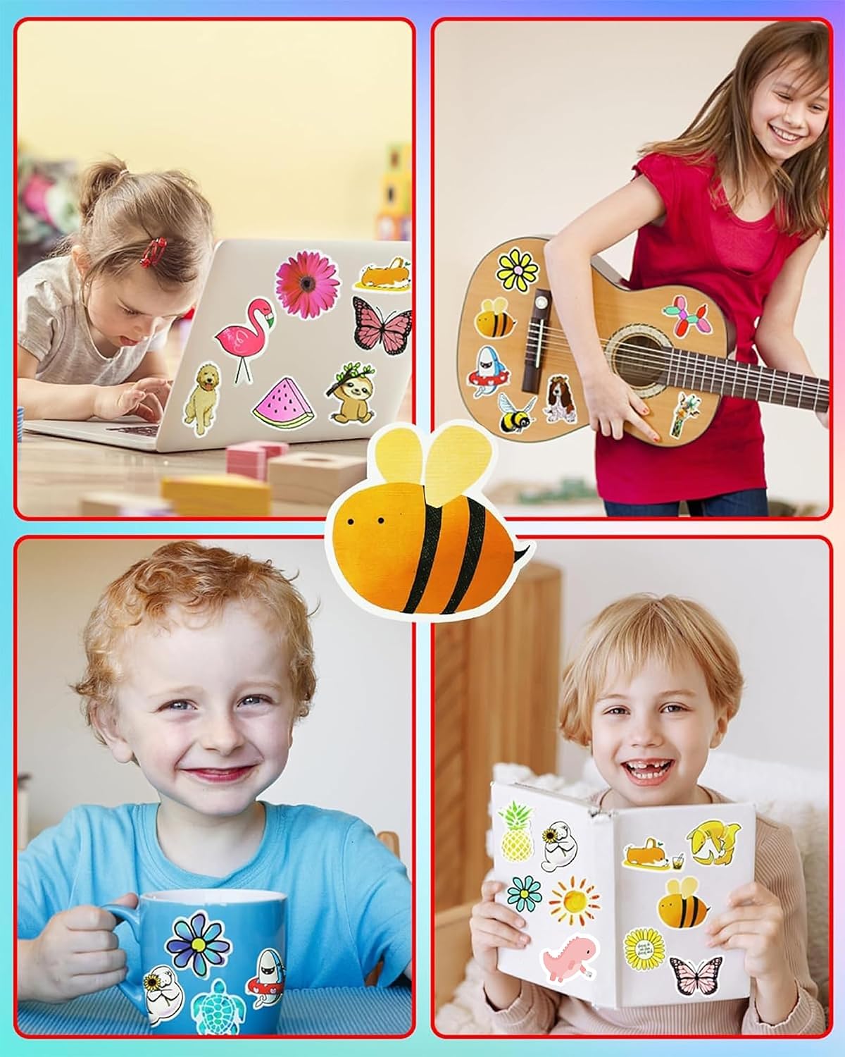 200 Pcs Cute Aesthetic Water Bottle Stickers for Kids, Waterproof Vinyl