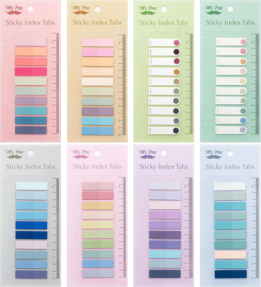 Mr. Pen- Colorful Sticky Tabs, 8 Sets, 1600 pcs, Morandi and Vintage