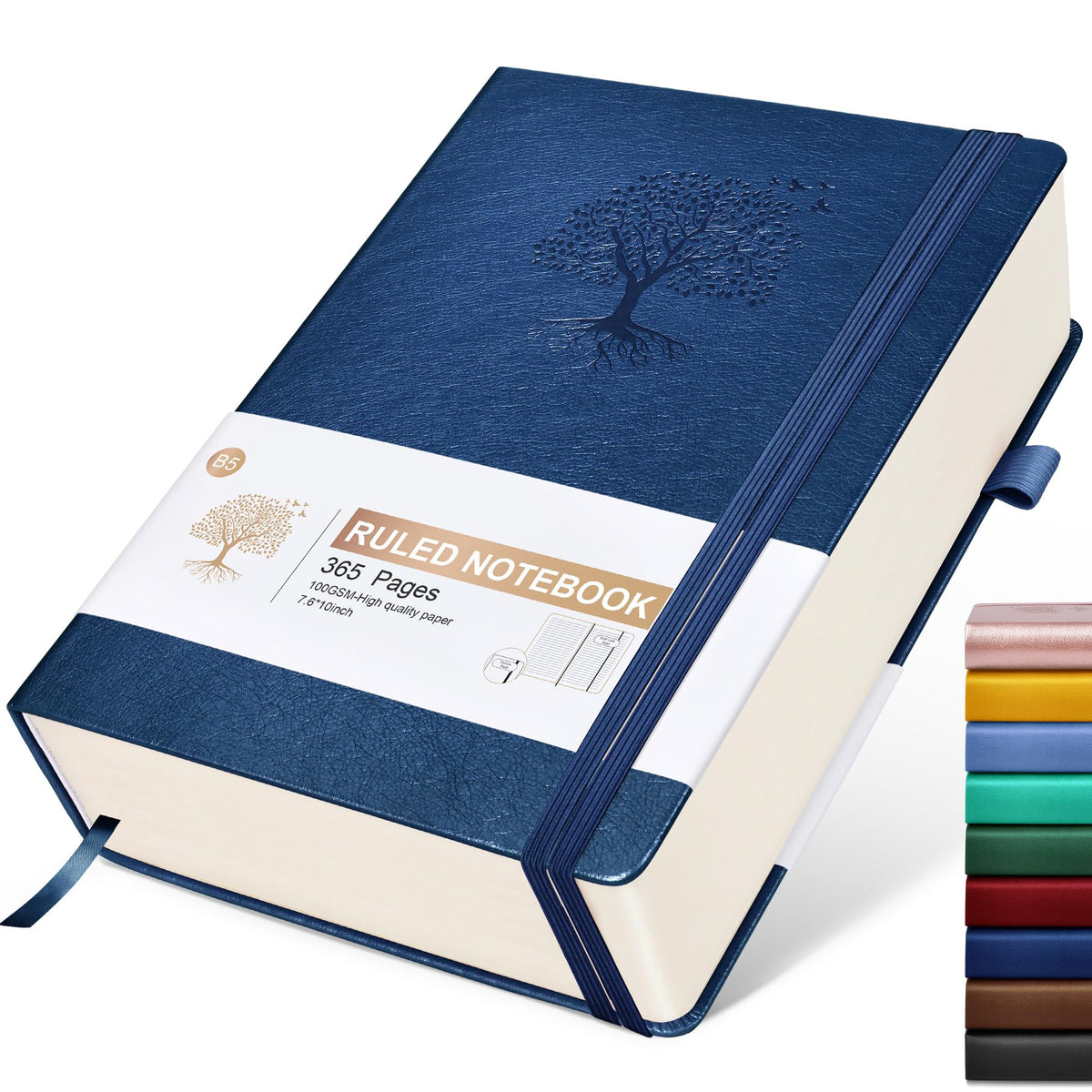 Lined Journal Notebook -365 Pages A5 Thick Journals for Writing Ruled Notebook, Hardcover Leather Journal for Women Men Daily Journal Notebook for Work, Note Taking, 100Gsm Lined Paper( 5.75'' X 8.38'' Green)