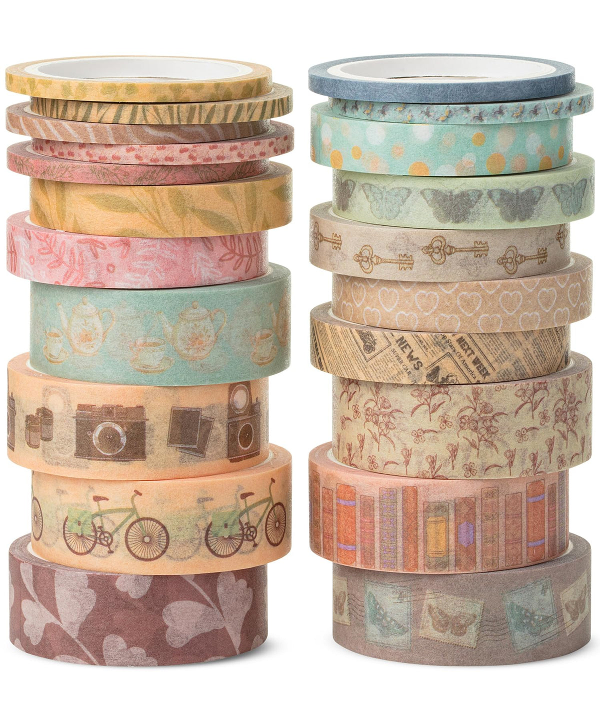 Mr. Pen- Washi Tape Set, 21 Rolls, Assorted Sizes, Floral