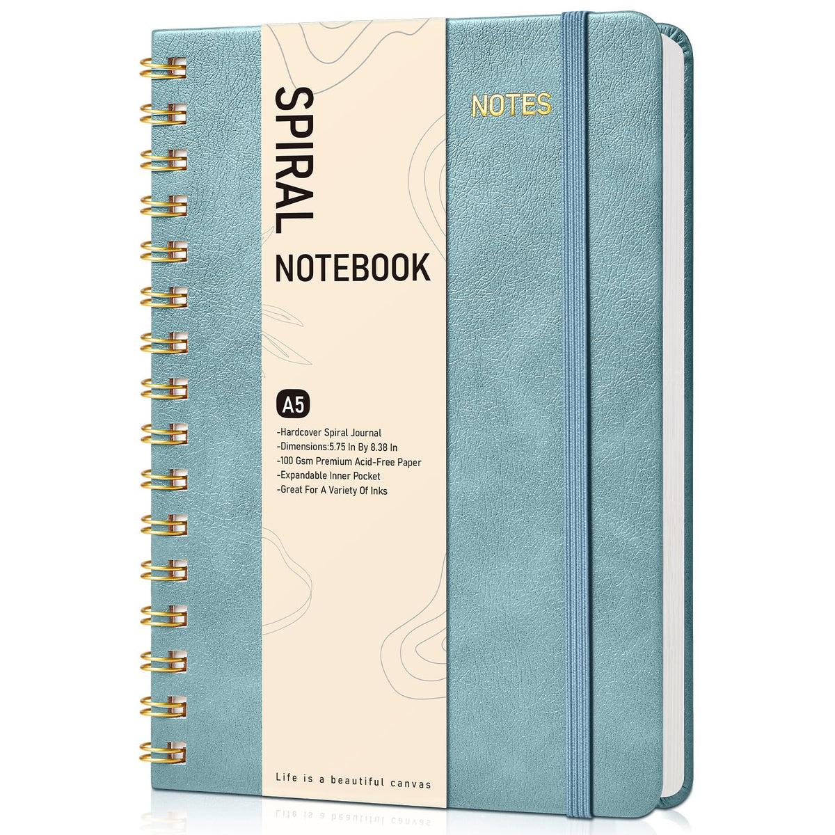 Lined Spiral Journal Notebook, A5 Hardcover Spiral Journals for Women Men, 150 Numbered Pages Spiral Bound Notebook, 100 GSM College Ruled Notebooks for Work, Note Taking 5.75" x 8.38", Olive Green