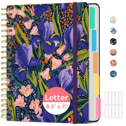 Taja Large Spiral Notebooks for Work 5 Subject with Removable Dividers