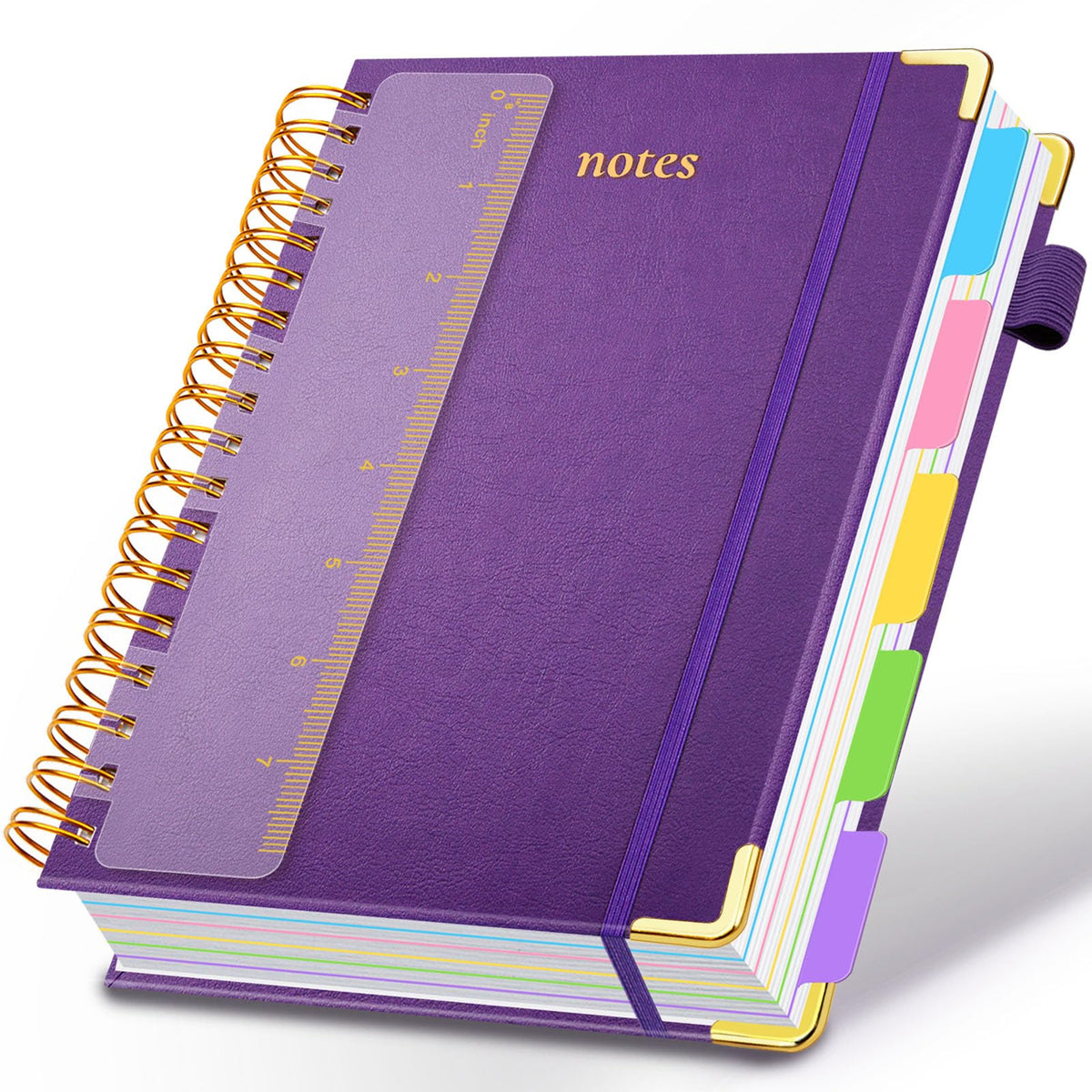 Hardcover Spiral Notebook 8"x10" Journal Notebook with Tabs and Removable Dividers 300 Pages 5 Subject Notebook College Ruled, Faux Leather Spiral Bound Notebook for Women School Work (Blue)