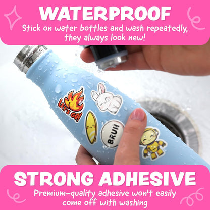 Cute Stickers for Kids Classroom Decor - 108pc Kawaii Water Bottle Stickers for Teens - Waterproof Vinyl Teacher Reward Stickers for Water Bottles - Back to School Supplies - Classroom Must Haves