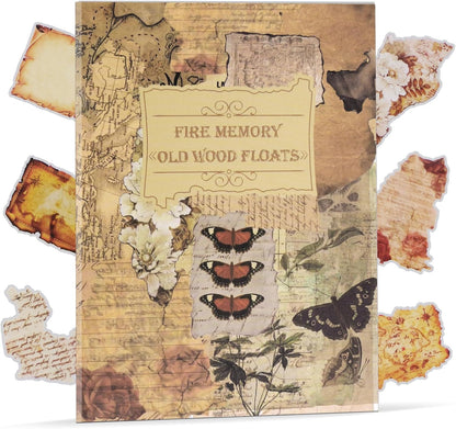 103PCS Vintage Scrapbook Stickers Book Scrap Book Stickers for Scrapbooking, Junk Journal Sticker Book Supplies Transparent Clear Flower Floral Sticker Big Small Scrapbook Supplies Kids (Burnt Paper)
