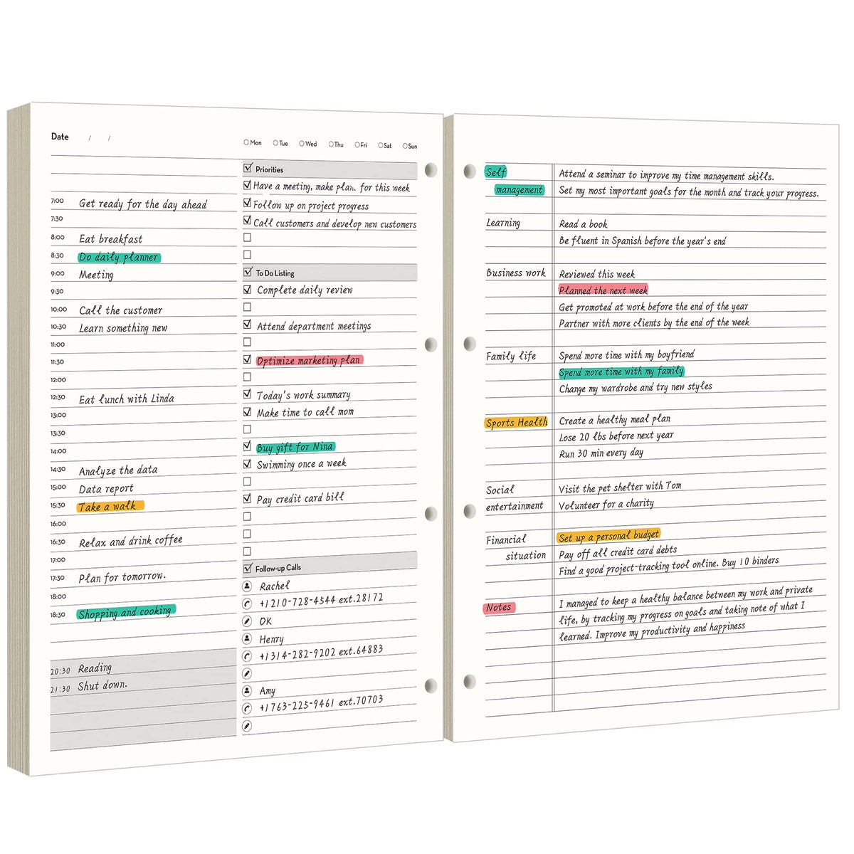 EMSHOI Undated Hourly Daily Planner, 240 Pages, A4 Size (9.2" x 12")
