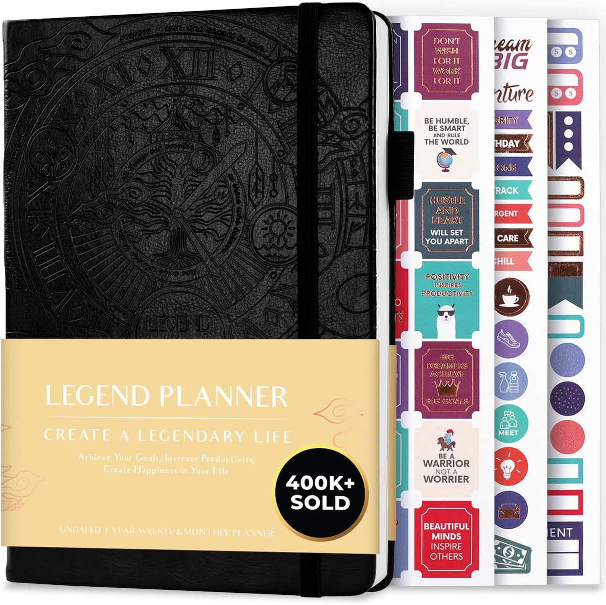 Legend Planner Undated, Weekly & Daily Goal Journal, A5 Black