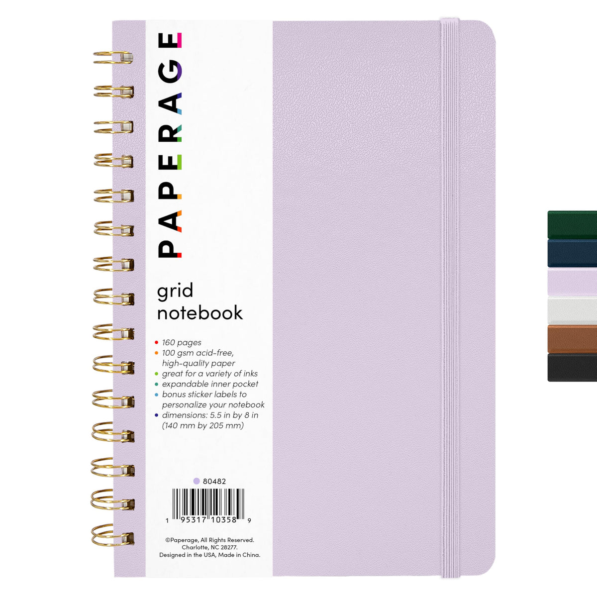 PAPERAGE Lined Spiral Journal Notebook, (Whimsical Garden), 160 Pages, Hardcover Journal for Women & Men, Medium 5.5 in x 8 in - 100 GSM, Thick Paper, Spiral Notebook for Work, School & Journaling