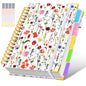 Hardcover Spiral Notebook journal with Removable Dividers Tabs, 300 Pages Leather 5 Subject Notebook College Ruled, 8"x10" Large B5 Notebooks for Work School Note taking, Lined Journal for Women,Pink