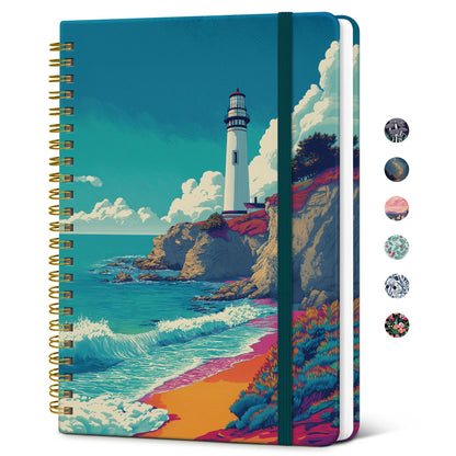 Taja Lined Spiral Journal Notebook for Women, Pretty College Ruled Notebook for Work & Note Taking, A5 Hardcover Journal for Writing, Cute Aesthetic 140 Pages, Butterfly