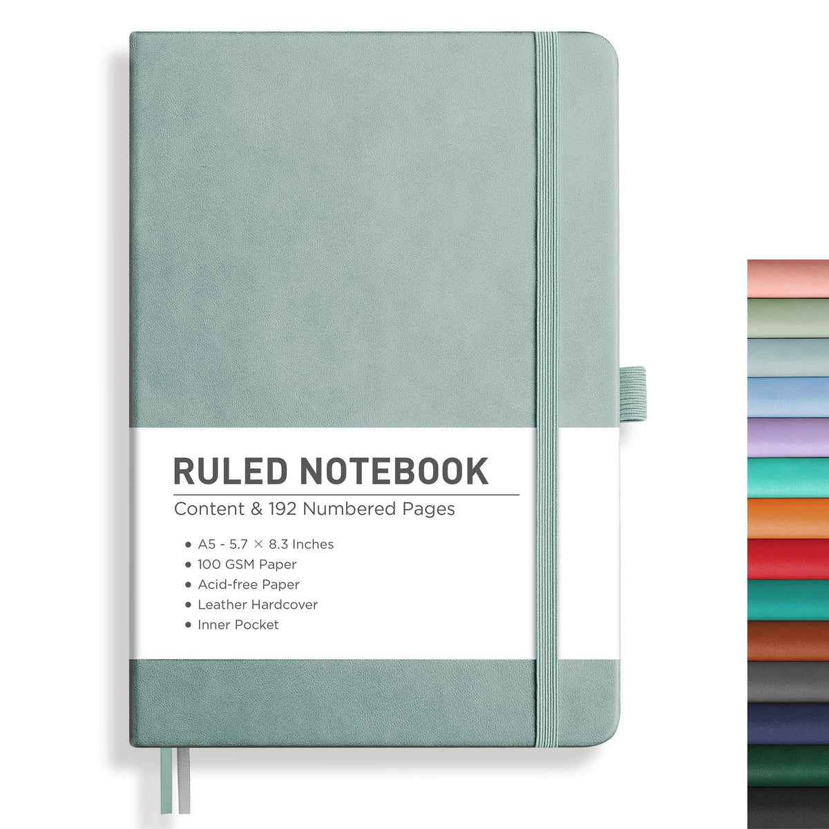 RETTACY Lined Journal Notebook, 192 Numbered Pages, A5 Size (5.7'' x 8.3'')