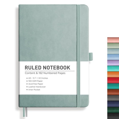 RETTACY Lined Journal Notebook, 192 Numbered Pages, A5 Size (5.7'' x 8.3'')