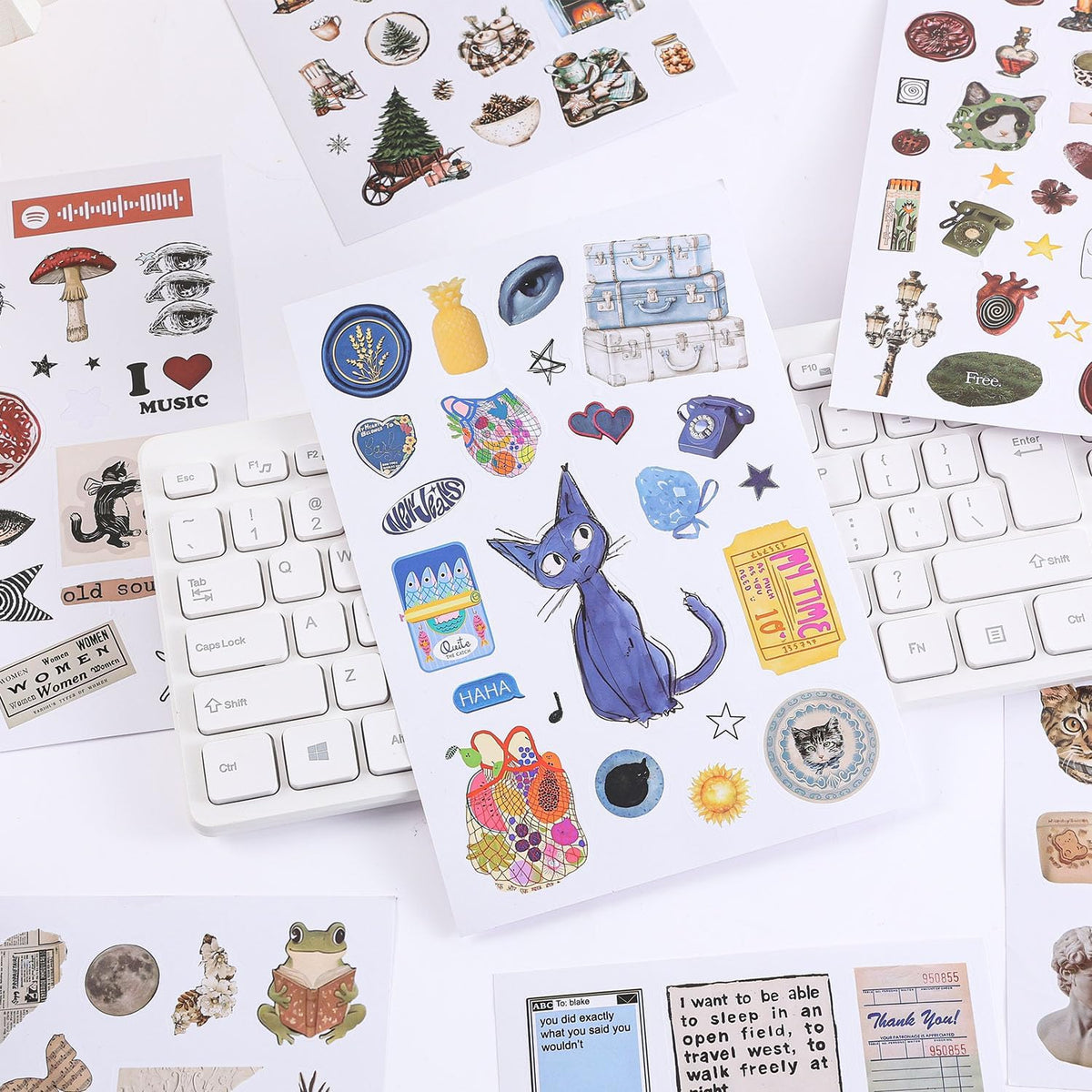 Girl's Korean Sticker Book, Food and Daily Life Theme - 1300+ Cute Dream Style Foodie Stickers, for DIY Scrapbooking Journaling Handbook Decoration Blue