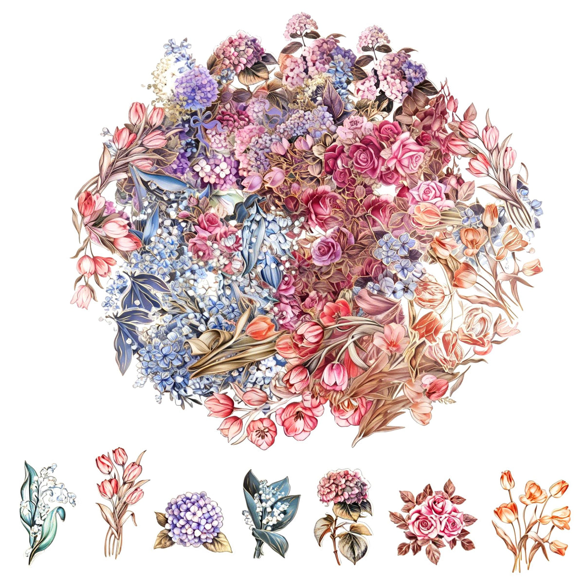 160Pcs Natural Flower Stickers for Scrapbooking,Self-Adhesive Transparent Flower Stickers Scrapbook Supplies Journaling Supplies for Adult Card Making Letters DIY Water Bottle Cards Decoration