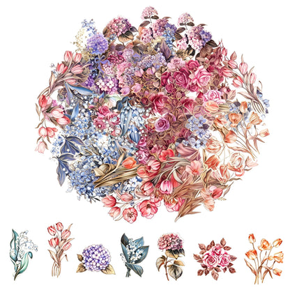 160Pcs Natural Flower Stickers for Scrapbooking,Self-Adhesive Transparent Flower Stickers Scrapbook Supplies Journaling Supplies for Adult Card Making Letters DIY Water Bottle Cards Decoration