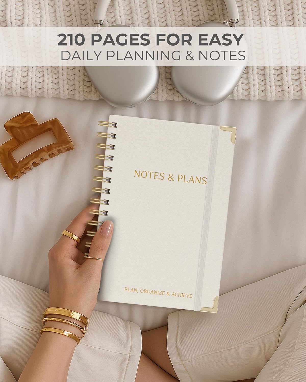 ZICOTO Aesthetic Daily Planner And Spiral Notebook With Hourly Schedule