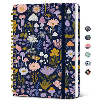 Taja Lined Spiral Journal Notebook for Women, Pretty College Ruled Notebook for Work & Note Taking, A5 Hardcover Journal for Writing, Cute Aesthetic 140 Pages, Butterfly