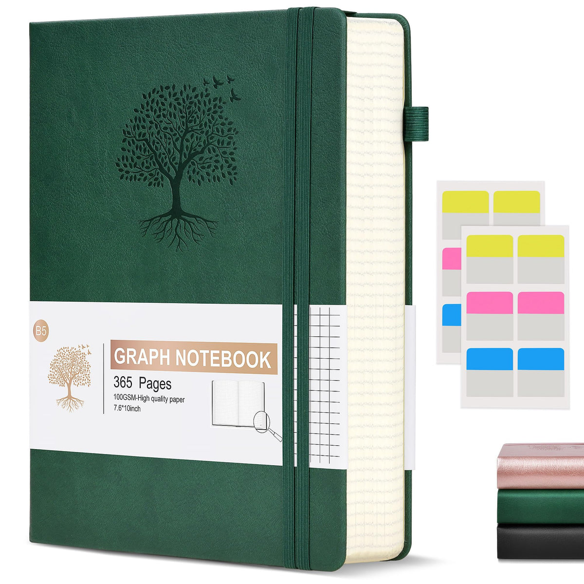 Lined Journal Notebook -365 Pages A5 Thick Journals for Writing Ruled Notebook, Hardcover Leather Journal for Women Men Daily Journal Notebook for Work, Note Taking, 100Gsm Lined Paper( 5.75'' X 8.38'' Green)