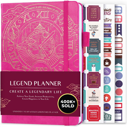Legend Planner Undated, Weekly & Daily Goal Journal, A5 Black