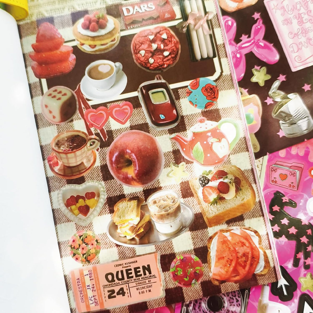 PRSTINCOL Sweetheart Vintage Style Sticker Book, 30 Pages of Aesthetic Stickers for Journaling Adults, Cute Retro Floral and Love Ephemera, 8.3 by 5.5 Inches, Over 550 Pieces