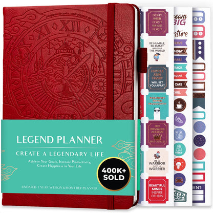 Legend Planner Undated, Weekly & Daily Goal Journal, A5 Black