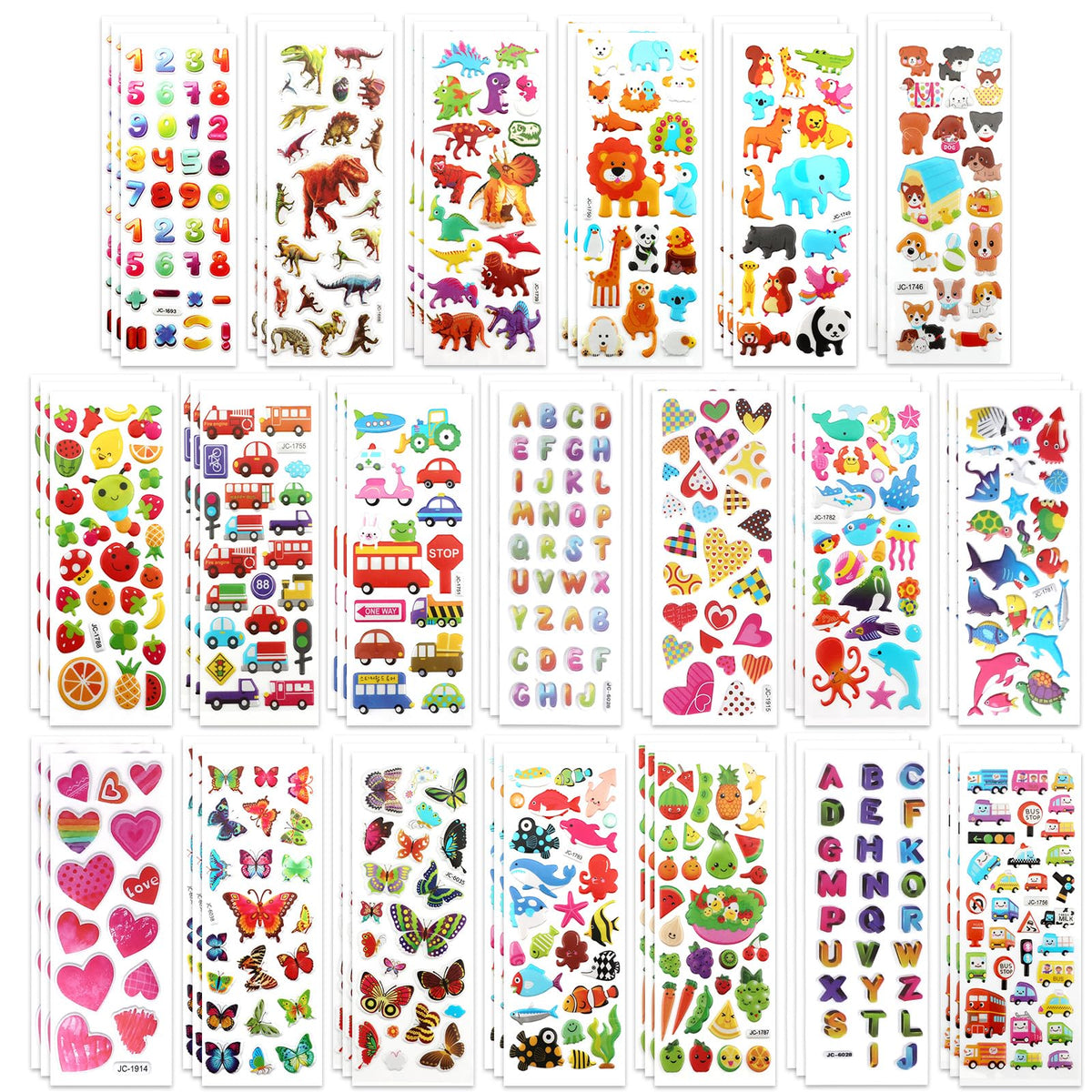 Puffy 3D Sticker for Kid & Toddler 500+ Variety Pack Cute Scrapbook Sticker