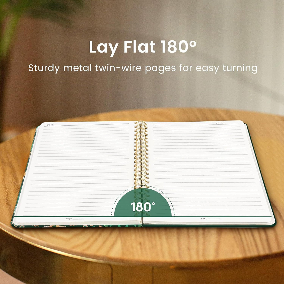 Taja Lined Spiral Journal Notebook for Women, Pretty College Ruled Notebook for Work & Note Taking, A5 Hardcover Journal for Writing, Cute Aesthetic 140 Pages, Butterfly