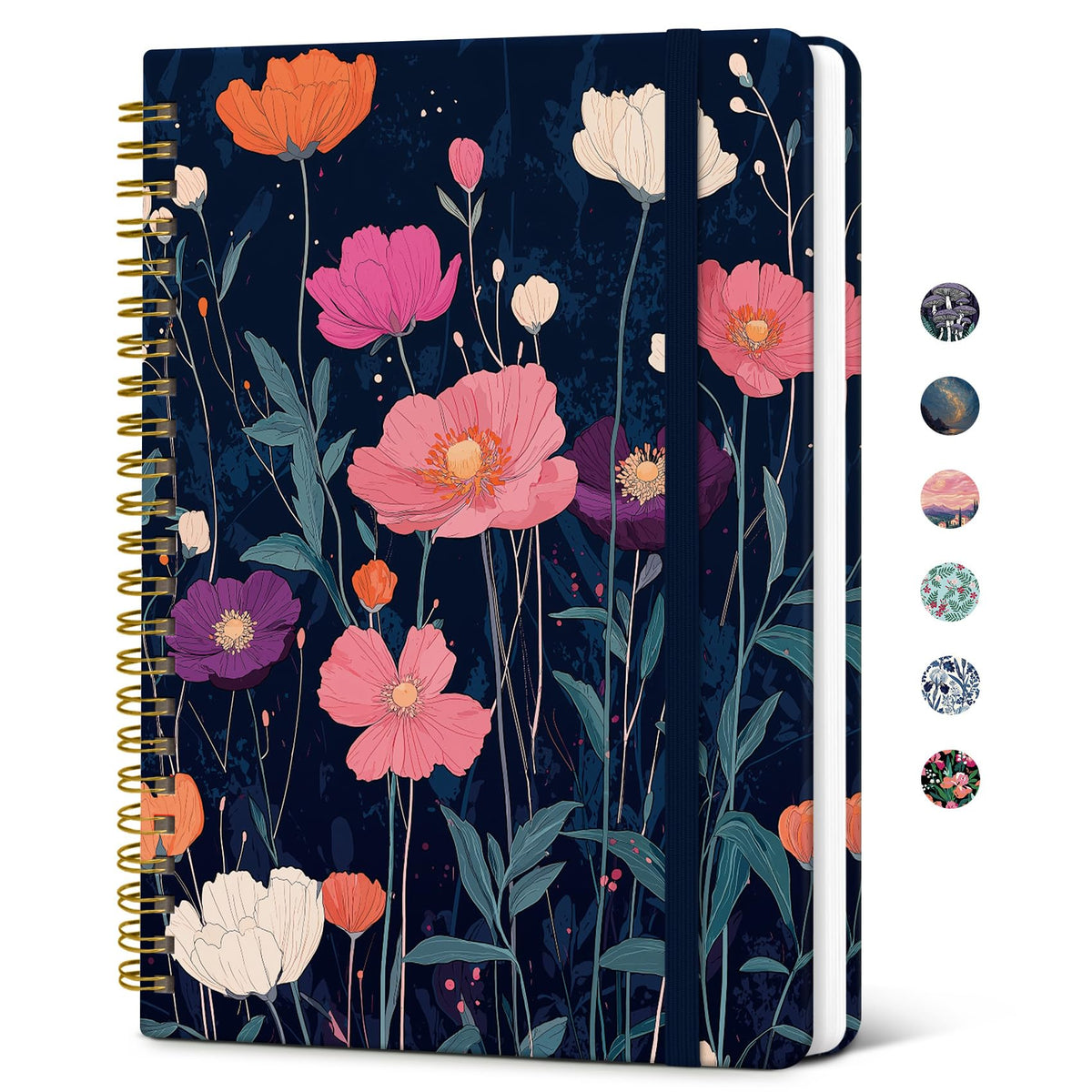 Taja Lined Spiral Journal Notebook for Women, Pretty College Ruled Notebook for Work & Note Taking, A5 Hardcover Journal for Writing, Cute Aesthetic 140 Pages, Butterfly