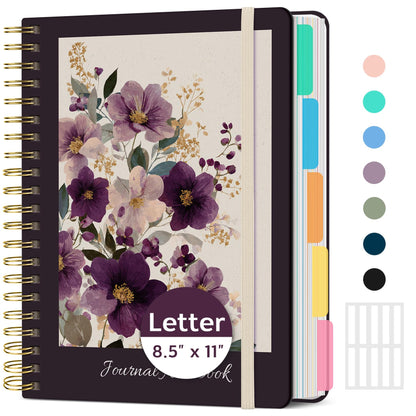 Taja Large Spiral Notebooks for Work 5 Subject with Removable Dividers