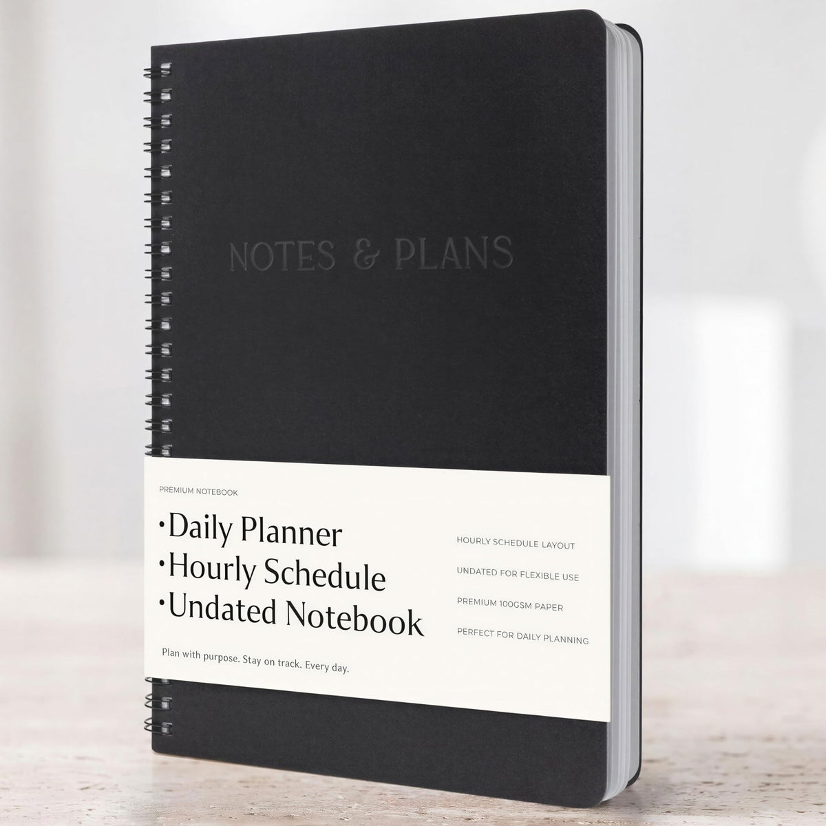 Beautiful Daily Planner And Notebook With Hourly Schedule - Spiral Notebook