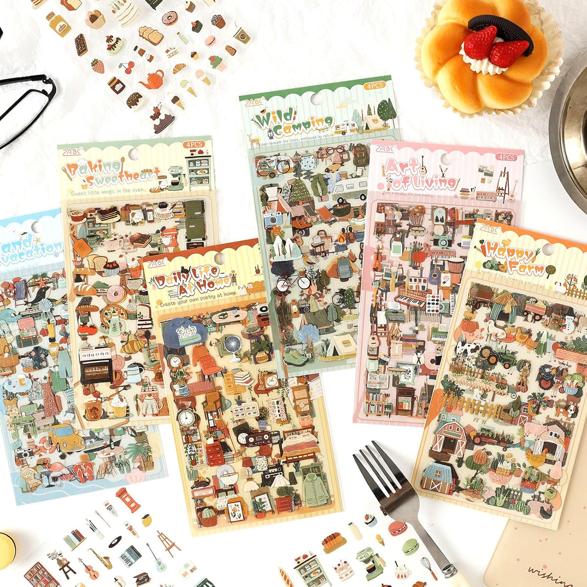 Life's Little Scenes Series Sticker Scrapbooking Supplies for Junk Journal, 24 Sheets PET Stickers - Vintage Journaling Stickers