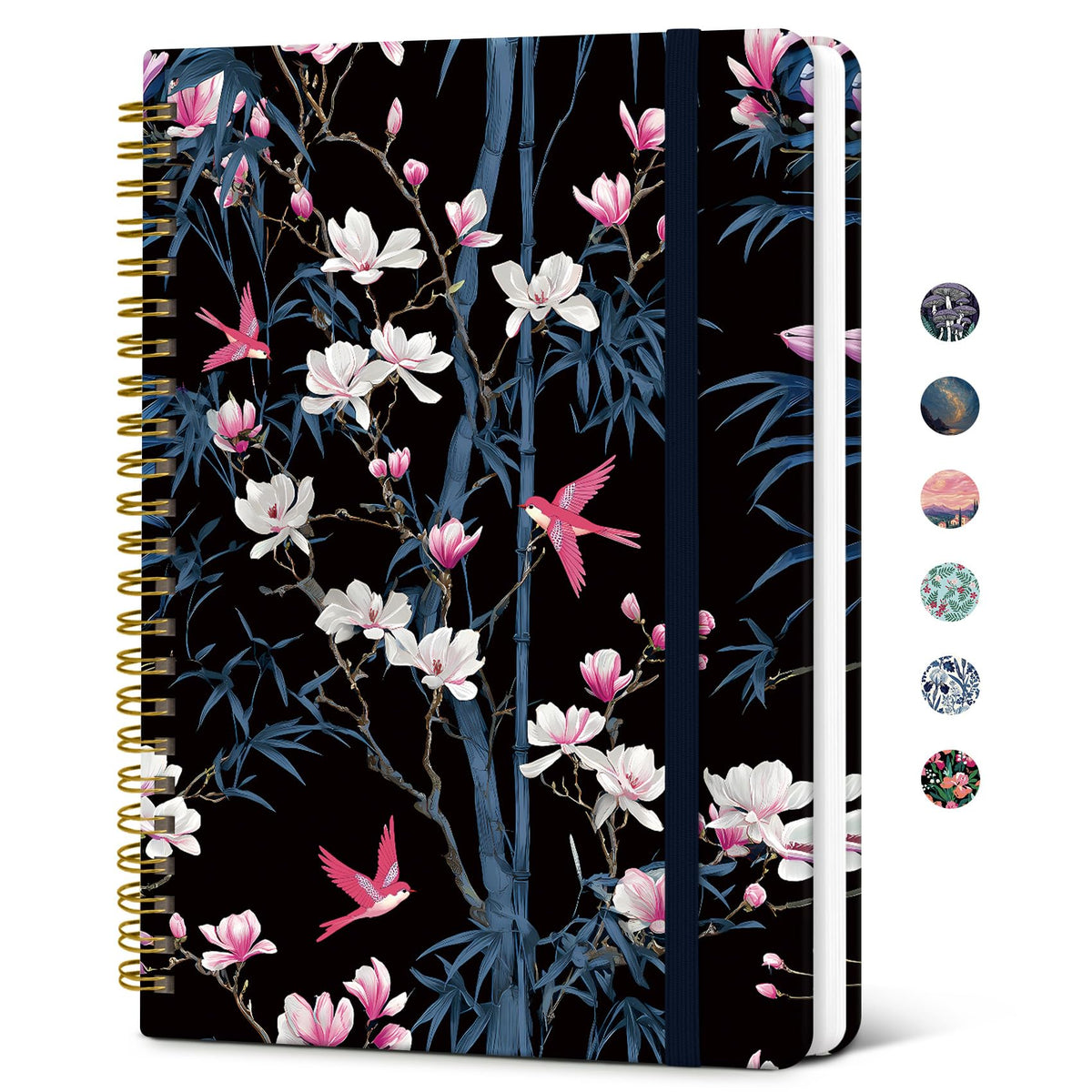 Taja Lined Spiral Journal Notebook for Women, Pretty College Ruled Notebook for Work & Note Taking, A5 Hardcover Journal for Writing, Cute Aesthetic 140 Pages, Butterfly