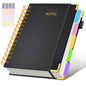 Hardcover Spiral Notebook journal with Removable Dividers Tabs, 300 Pages Leather 5 Subject Notebook College Ruled, 8"x10" Large B5 Notebooks for Work School Note taking, Lined Journal for Women,Pink