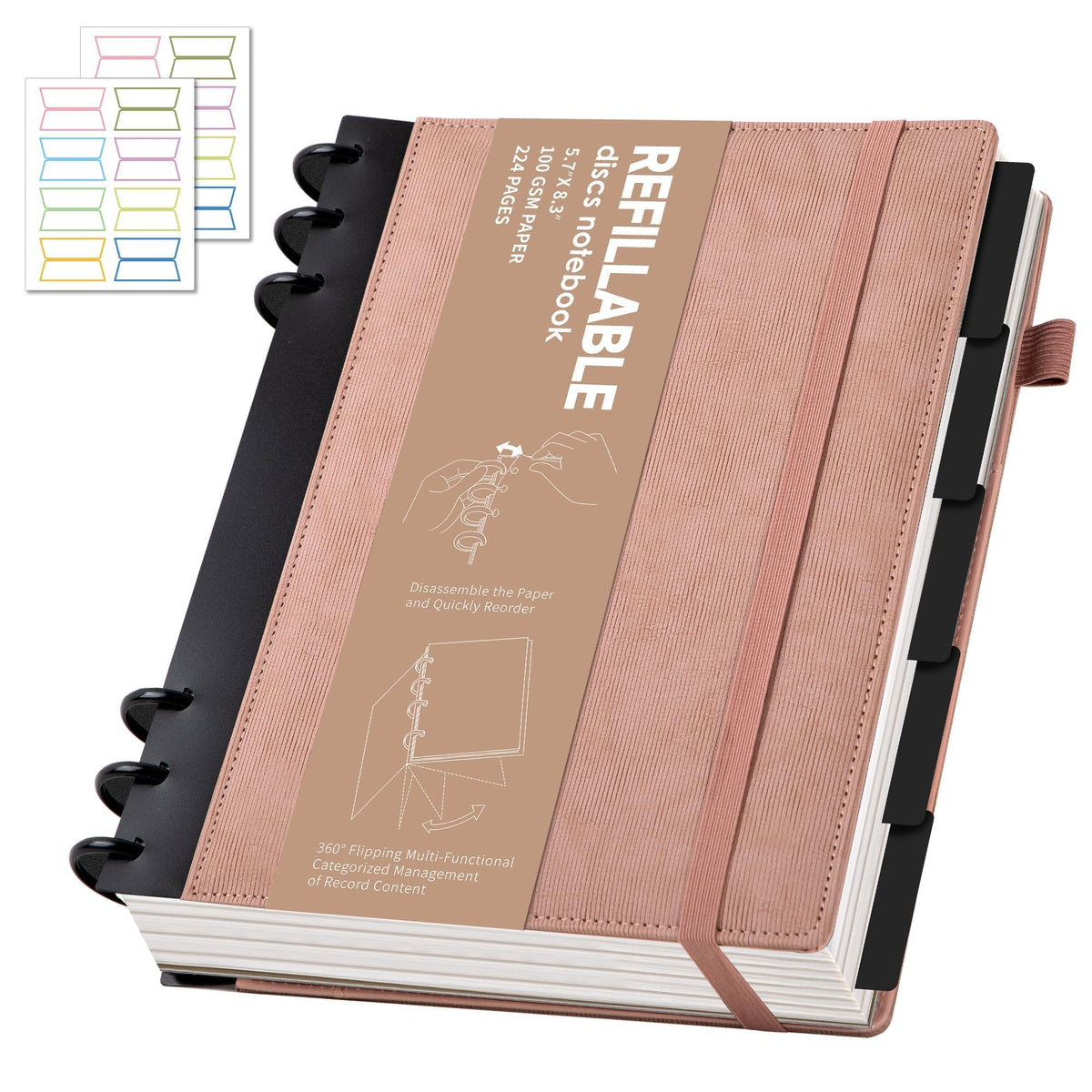 Yoment Refillable Journal Notebooks for Work, Journal for Women Men,Pink