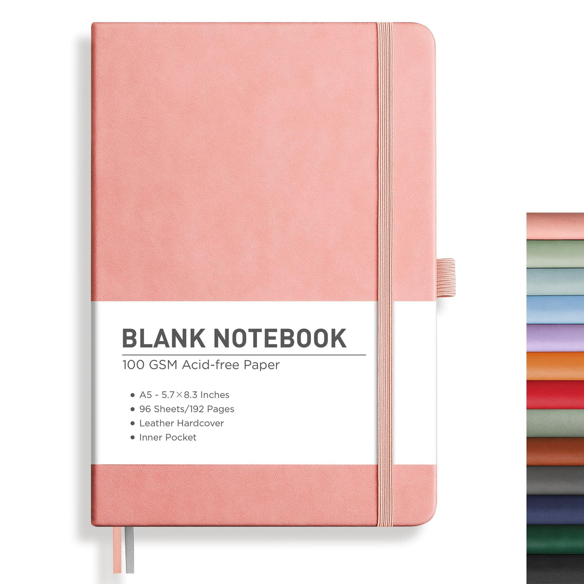 RETTACY Lined Journal Notebook, 192 Numbered Pages, A5 Size (5.7'' x 8.3'')