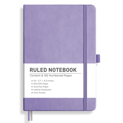 RETTACY Lined Journal Notebook, 192 Numbered Pages, A5 Size (5.7'' x 8.3'')