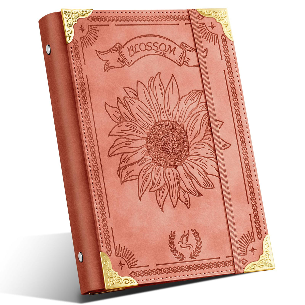 Ovesmusl Sunflower PU Leather A5 Binder 6 Ring Refillable Journal Cover