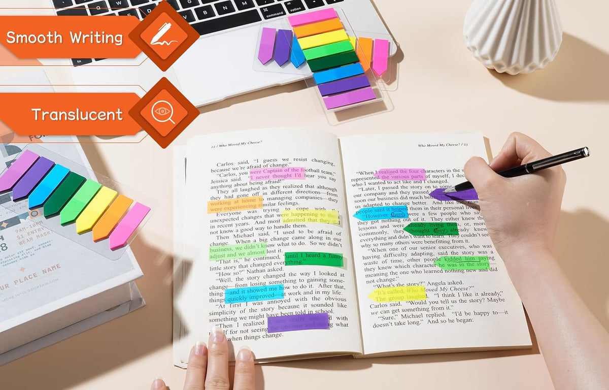 (2000 Pcs) Translucent Bright Sticky Tabs and Arrow Flags for Notebooks