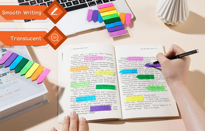 (2000 Pcs) Translucent Bright Sticky Tabs and Arrow Flags for Notebooks