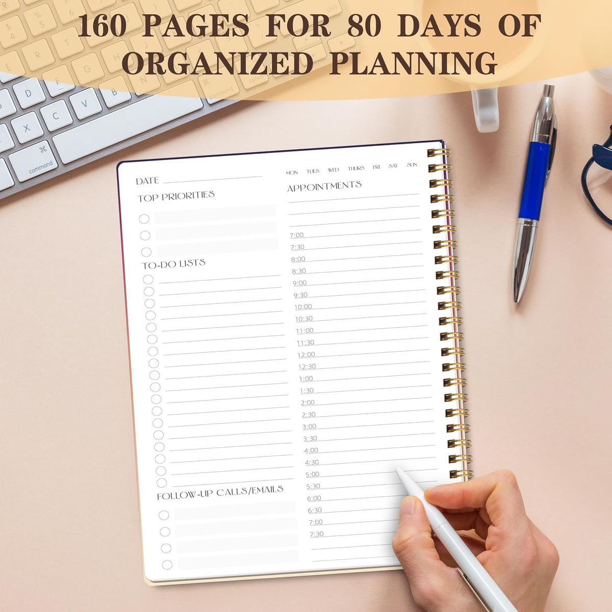 TREES Undated Daily Planner, 80-Day To-Do List with Hourly Schedule