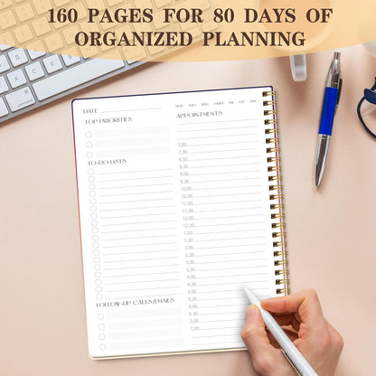 TREES Undated Daily Planner, 80-Day To-Do List with Hourly Schedule