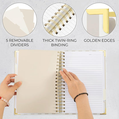 Aesthetic Thick Spiral Notebook With Tabs - Journal For Women Size B5