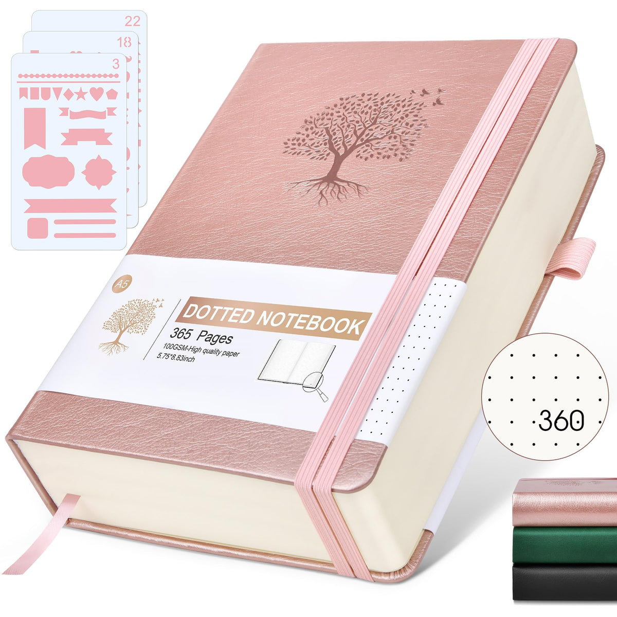 Lined Journal Notebook -365 Pages A5 Thick Journals for Writing Ruled Notebook, Hardcover Leather Journal for Women Men Daily Journal Notebook for Work, Note Taking, 100Gsm Lined Paper( 5.75'' X 8.38'' Green)