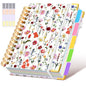 Hardcover Spiral Notebook journal with Removable Dividers Tabs, 300 Pages Leather 5 Subject Notebook College Ruled, 8"x10" Large B5 Notebooks for Work School Note taking, Lined Journal for Women,Pink