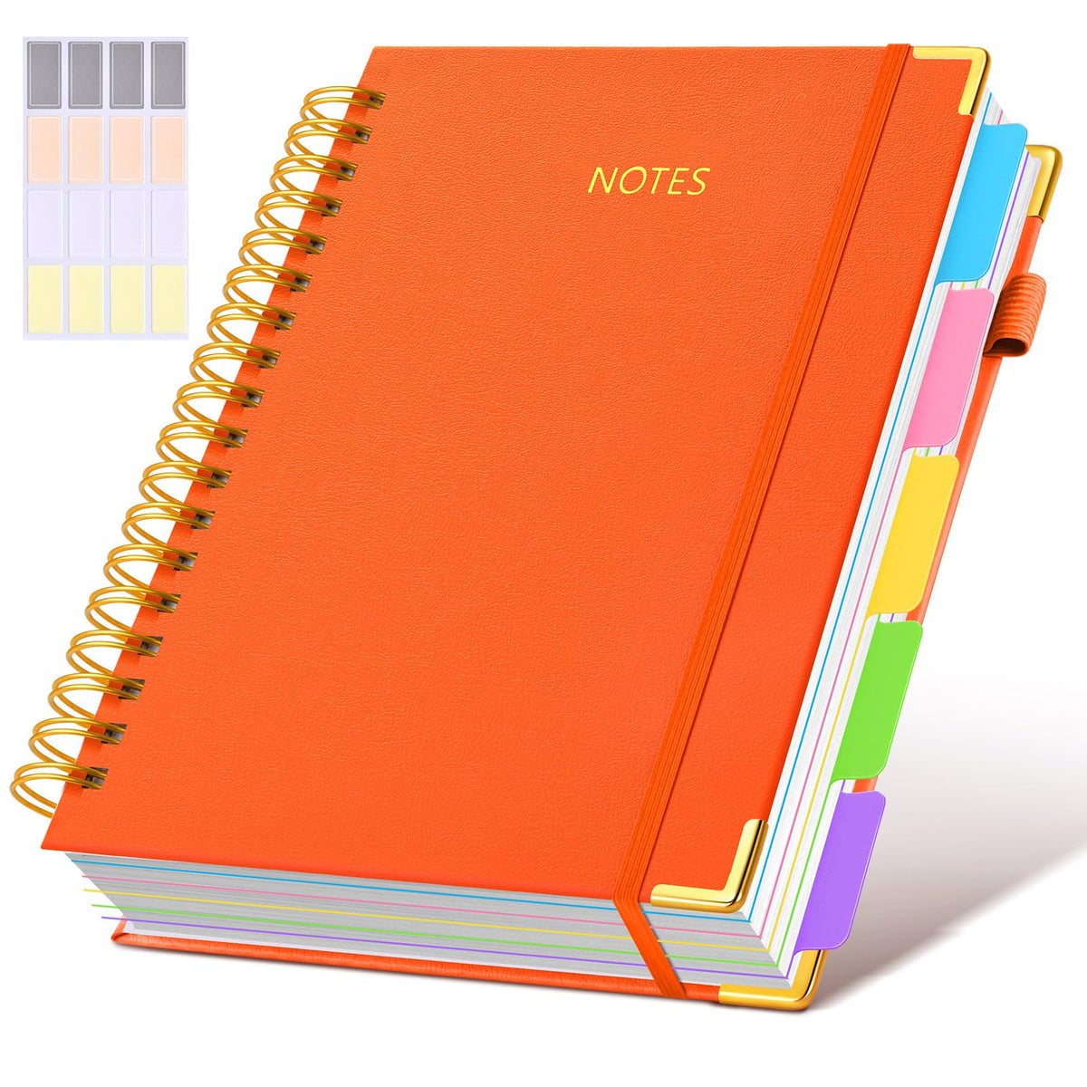 Hardcover Spiral Notebook journal with Removable Dividers Tabs, 300 Pages Leather 5 Subject Notebook College Ruled, 8"x10" Large B5 Notebooks for Work School Note taking, Lined Journal for Women,Pink