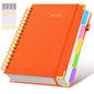 Hardcover Spiral Notebook journal with Removable Dividers Tabs, 300 Pages Leather 5 Subject Notebook College Ruled, 8"x10" Large B5 Notebooks for Work School Note taking, Lined Journal for Women,Pink